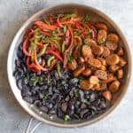 skillet pan meal with sausage and beans