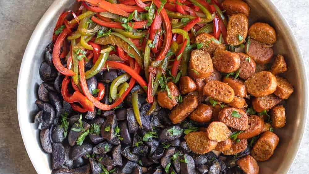 skillet pan meal with sausage and beans