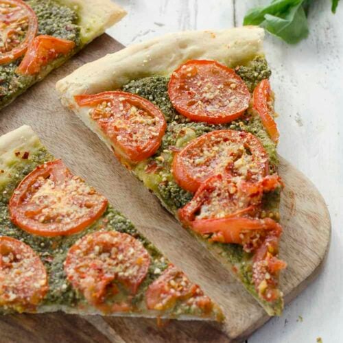 Vegan Pesto Pizza With Roasted Tomato 7 Two Slices Of Pesto Pizza