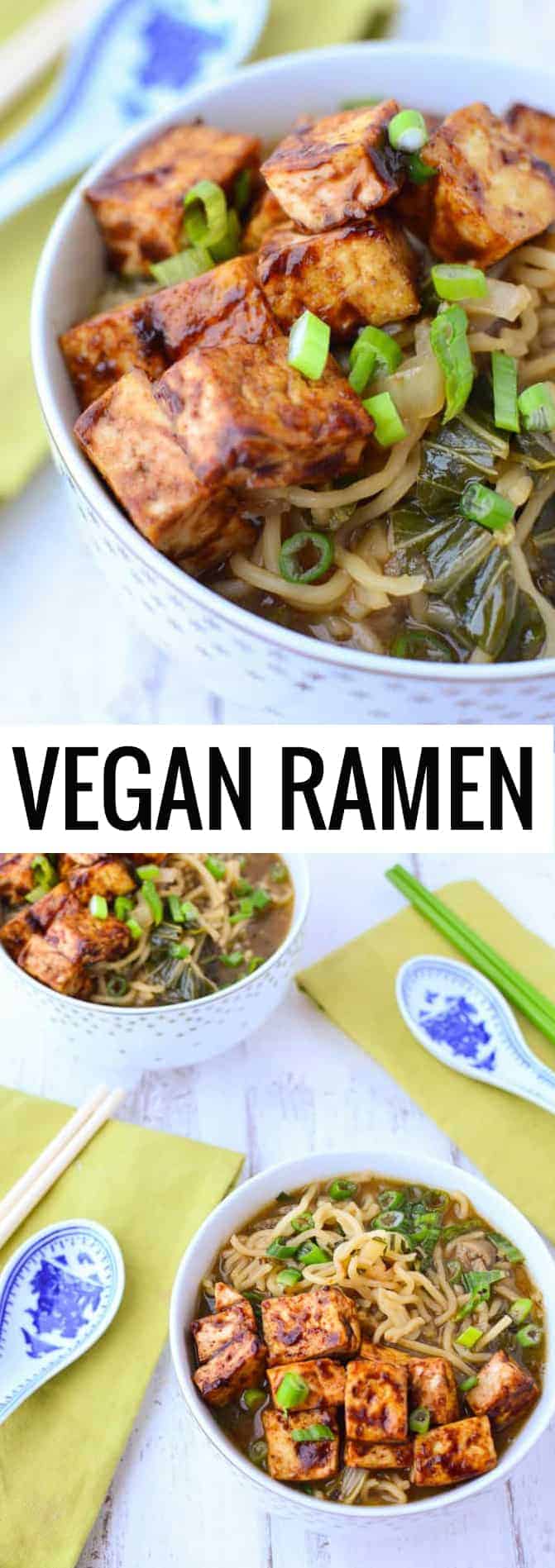 Vegan Ramen Soup! Flavorful miso broth with hoisin tofu and fresh ramen noodles. | www.delishknowledge.com #vegan #ramen #soup #tofu #healthy #vegetarian #dinner #healthyrecipes #plantbased