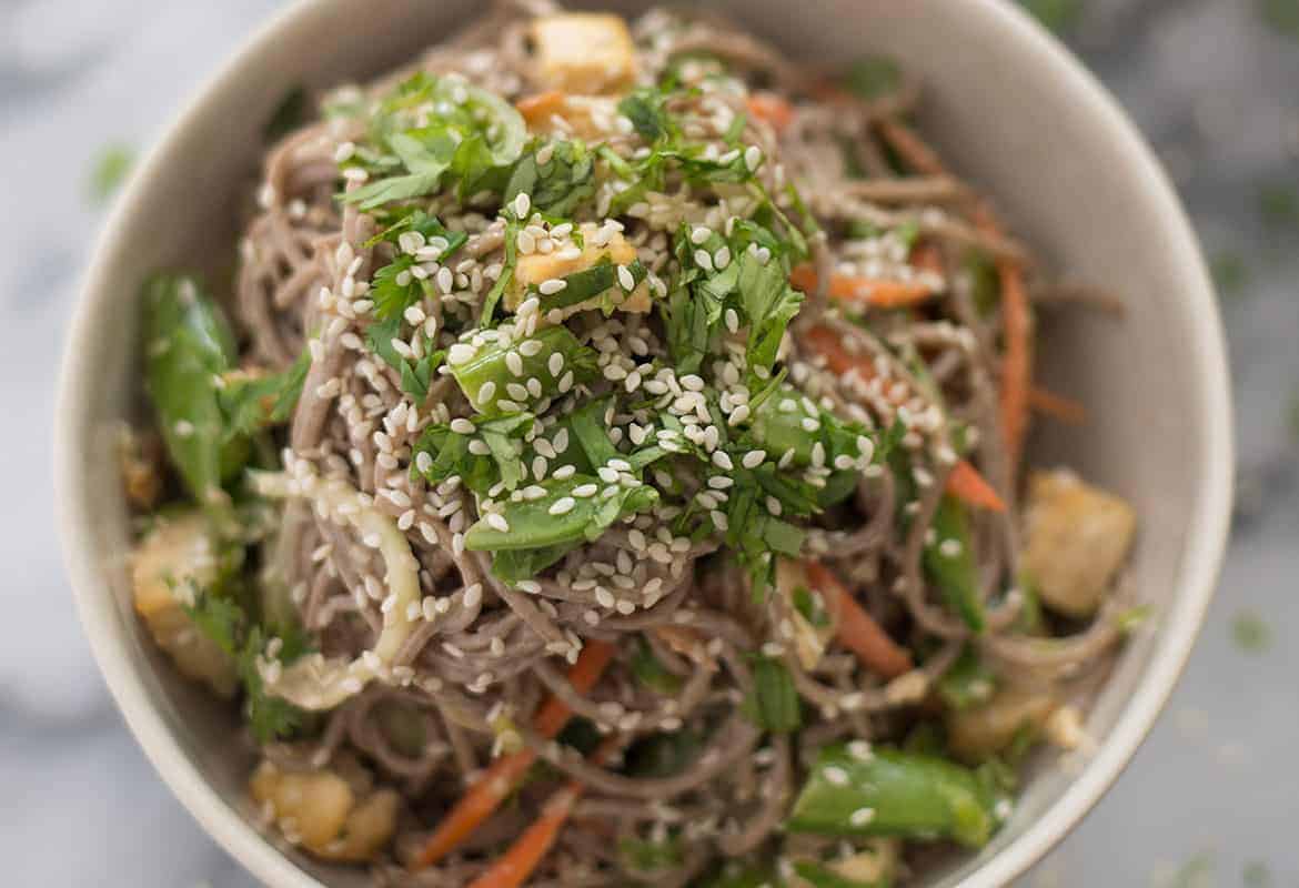 Vegan Sesame Noodle Bowl - Delish Knowledge