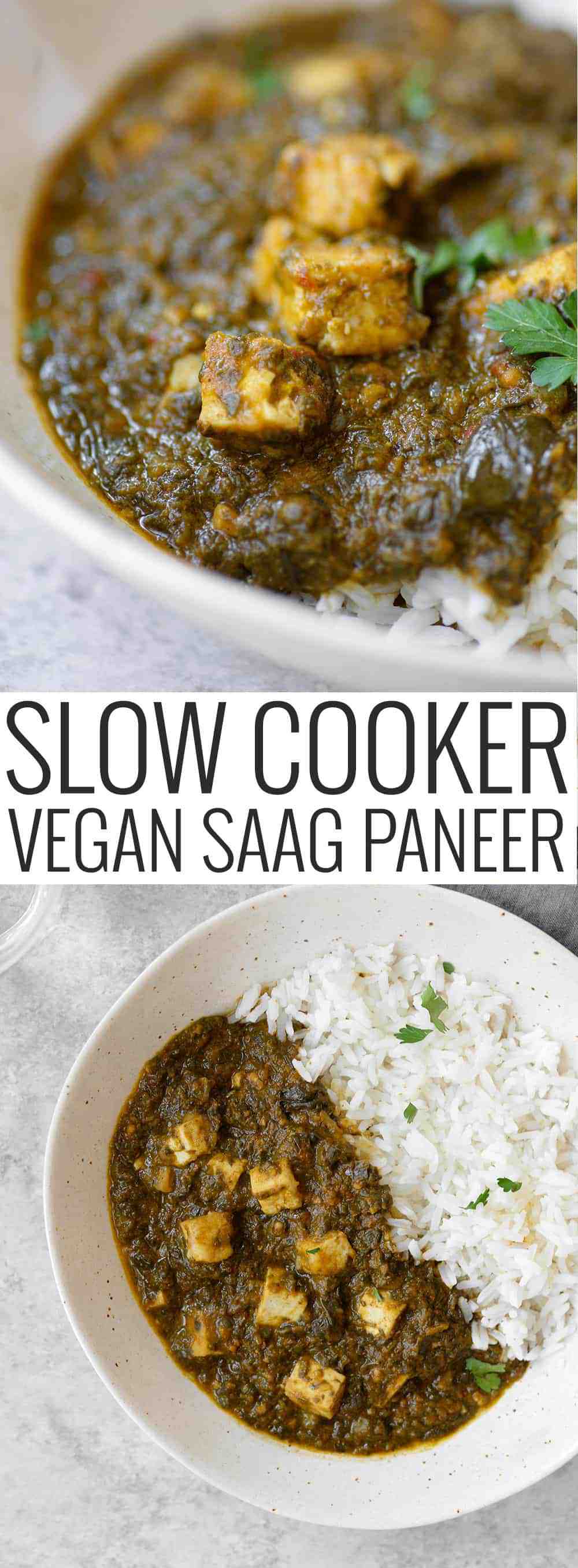 slow cooker vegan saag paneer