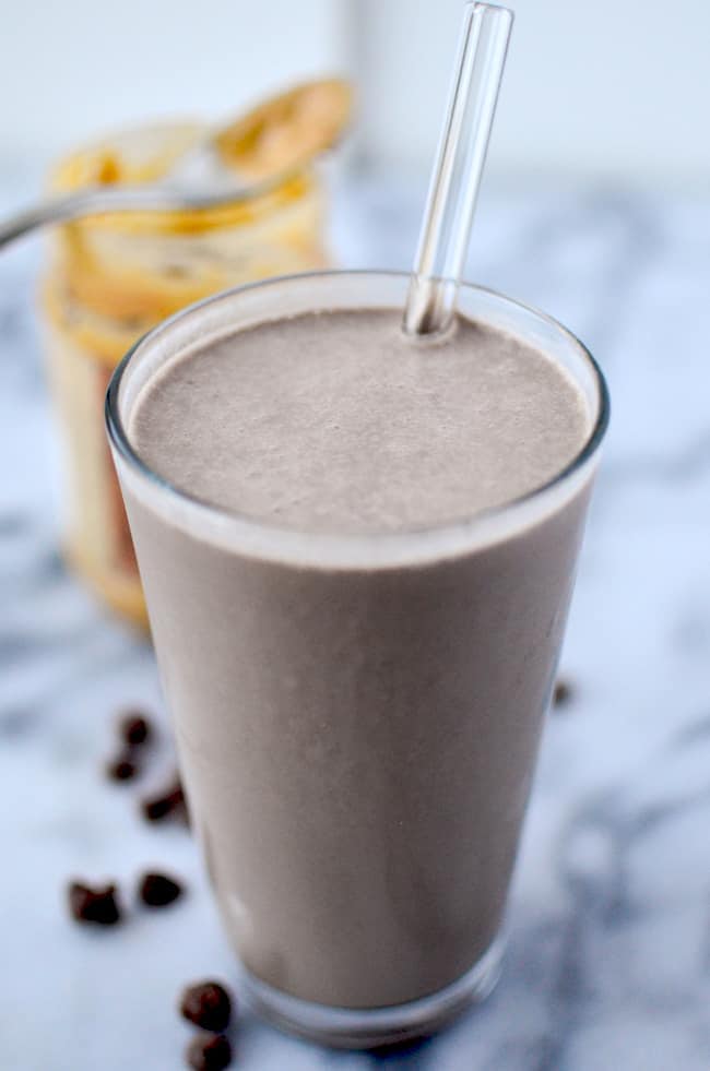 A Dairy-Free Shake That Tastes Like A Snickers Bar! This Healthy, Vegan Snickers Milkshake Is Made Only With Whole Food, Good For You Ingredients.