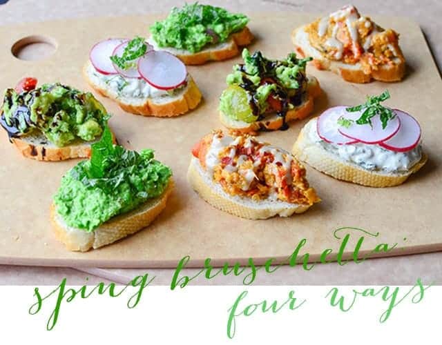 Vegan Spring Bruschetta 4 Ways. 