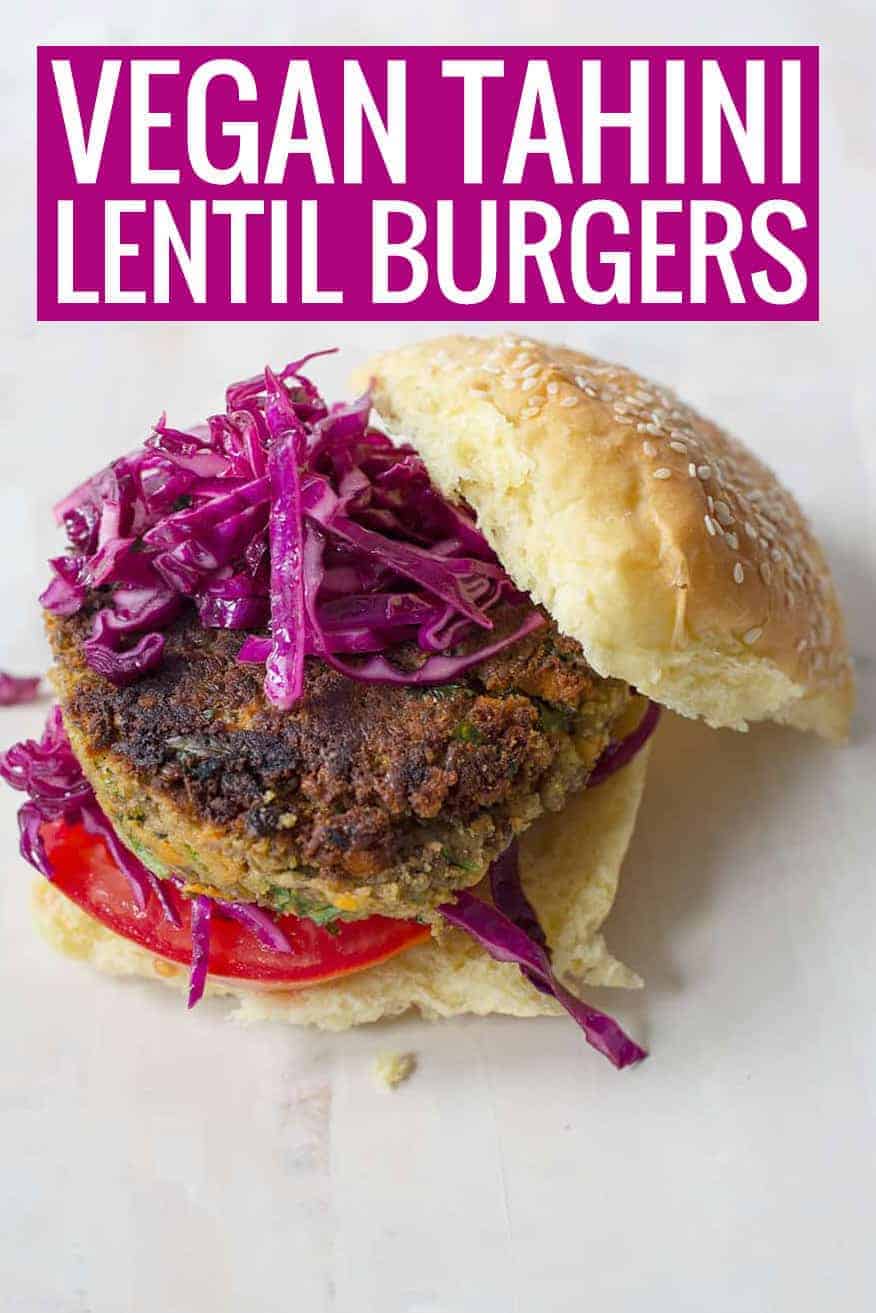 vegan tahini lentil burgers