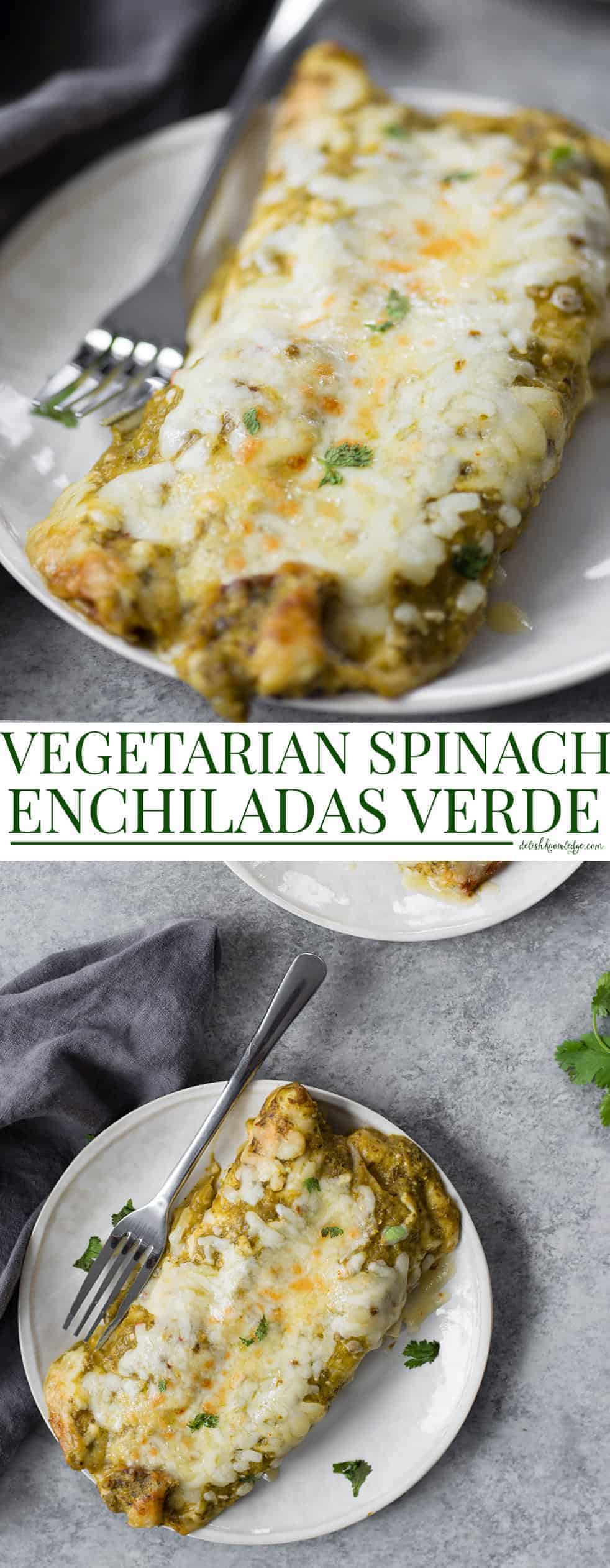 vegetarian spinach enchiladas verdes