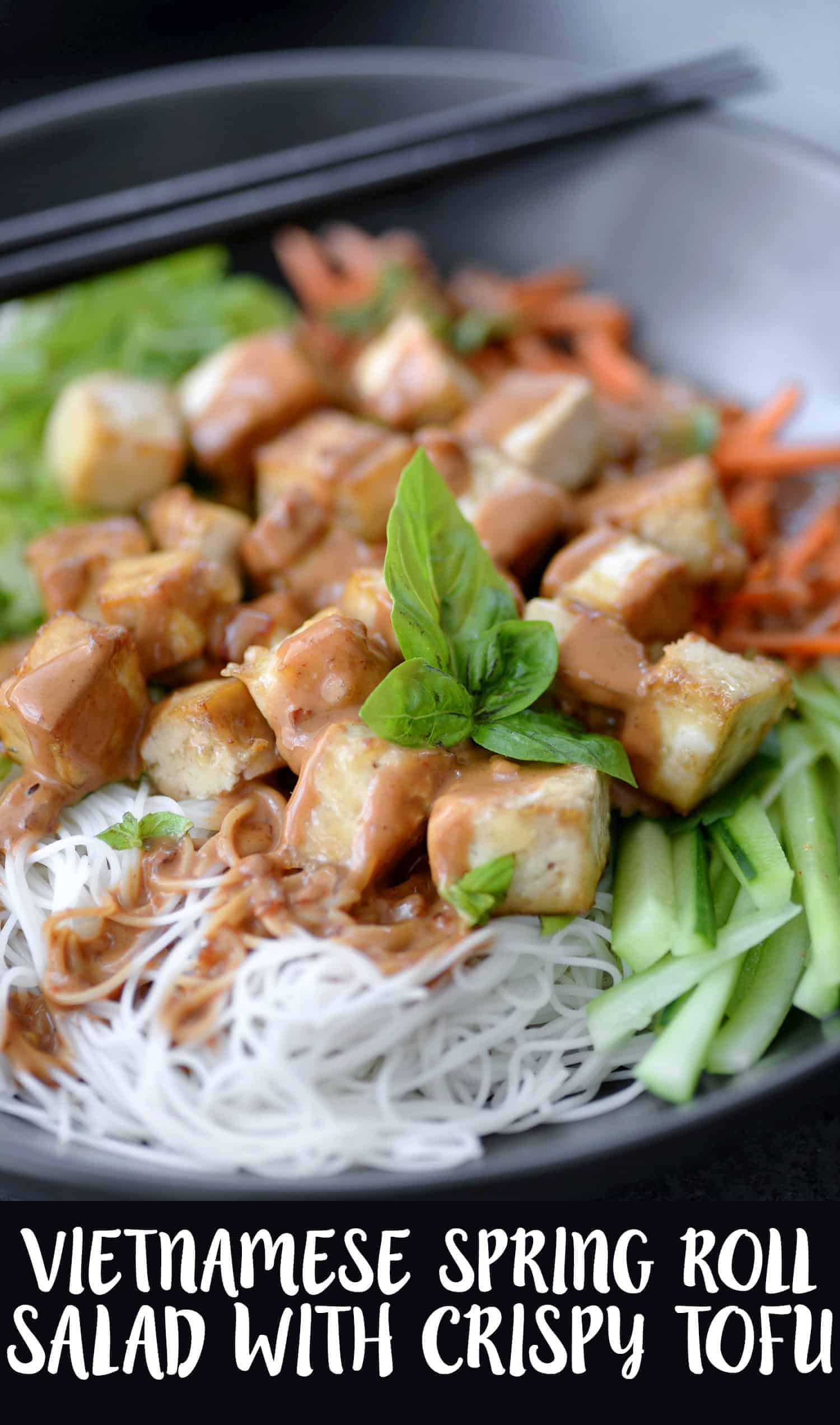 Vietnamese Spring Roll Salad! Just like spring rolls with a fraction of the work. If you love vermicelli bowls at Vietnamese restaurants, you've gotta try this gluten-free and vegan version. | www.delishknowledge.com