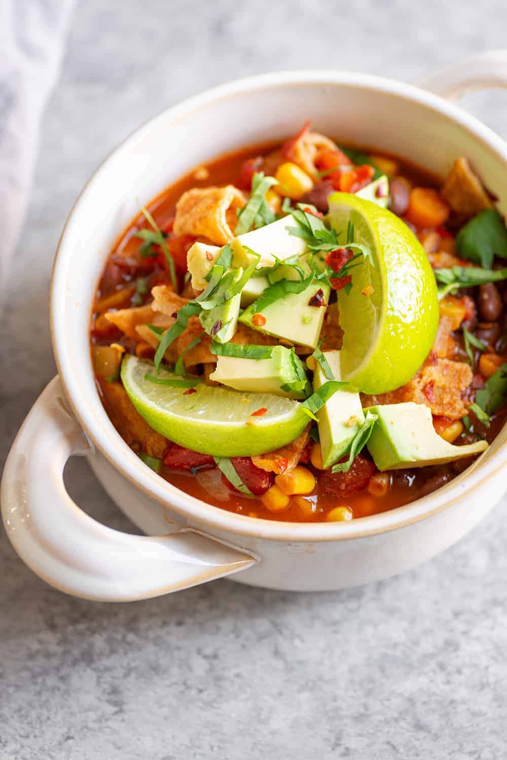 Weeknight Vegan Tortilla Soup - Delish Knowledge