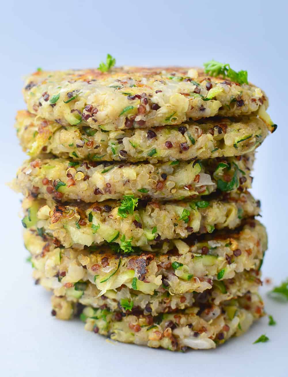 Stack Of The Quinoa Zucchini Fritters After Frying 