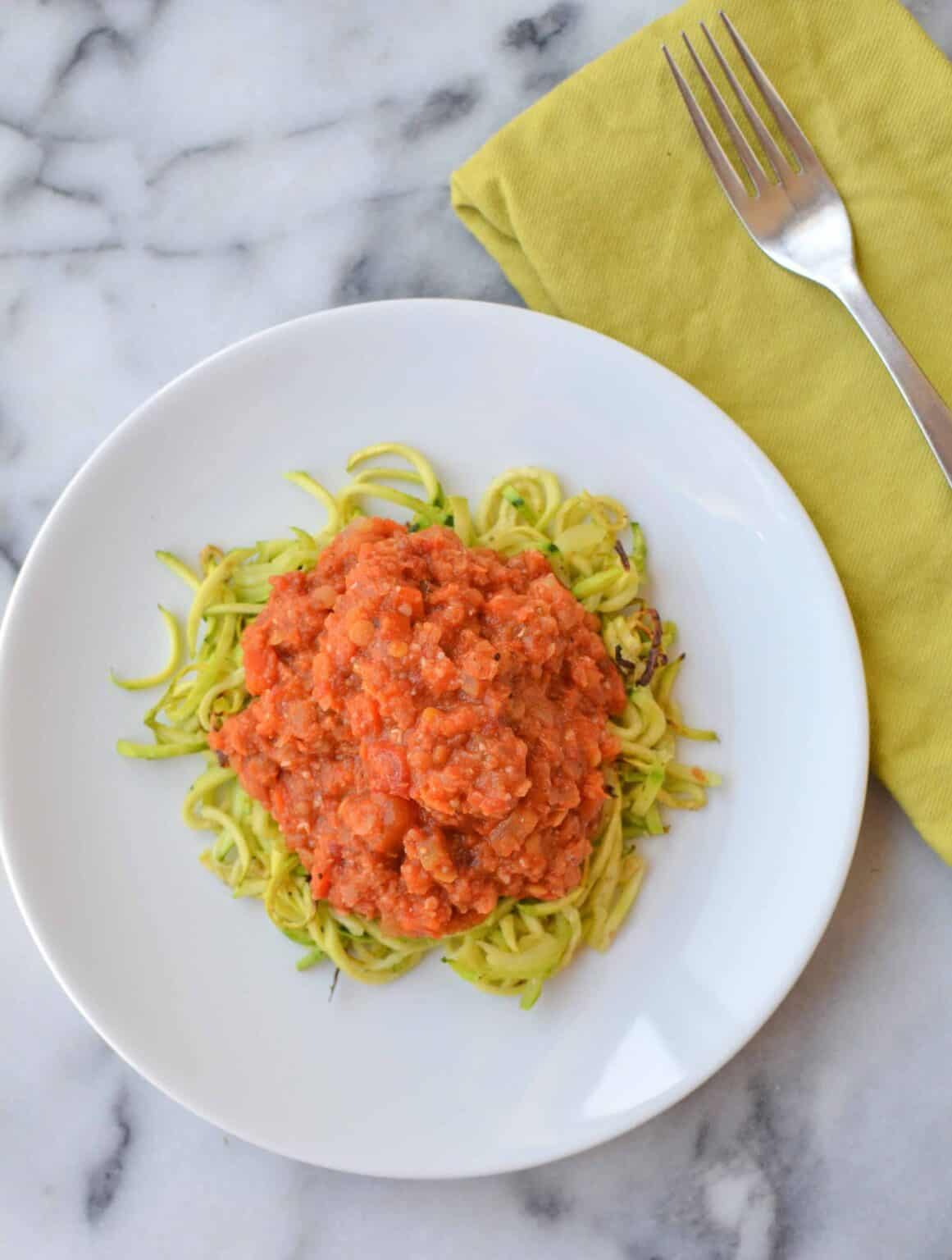 Zucchini Pasta with Bolognese Sauce Delish Knowledge