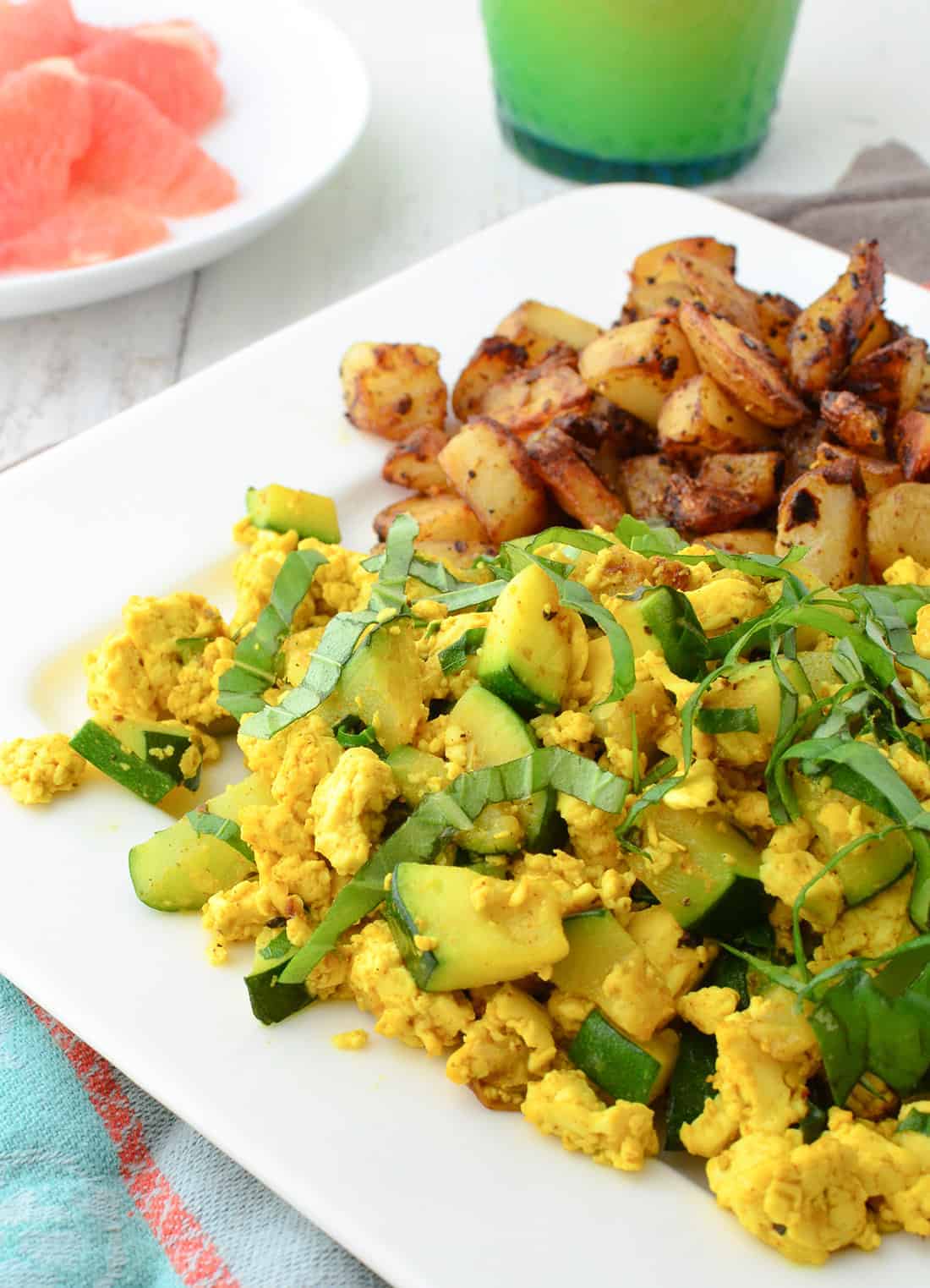 Zucchini And Basil Scramble! A Healthy, Cholesterol Free Breakfast Option. If You Haven'T Tried Tofu Scramble Before, You'Re In For A Treat! High Protein And Taste Just A Lot Like Eggs! | Www.delishknowledge.com