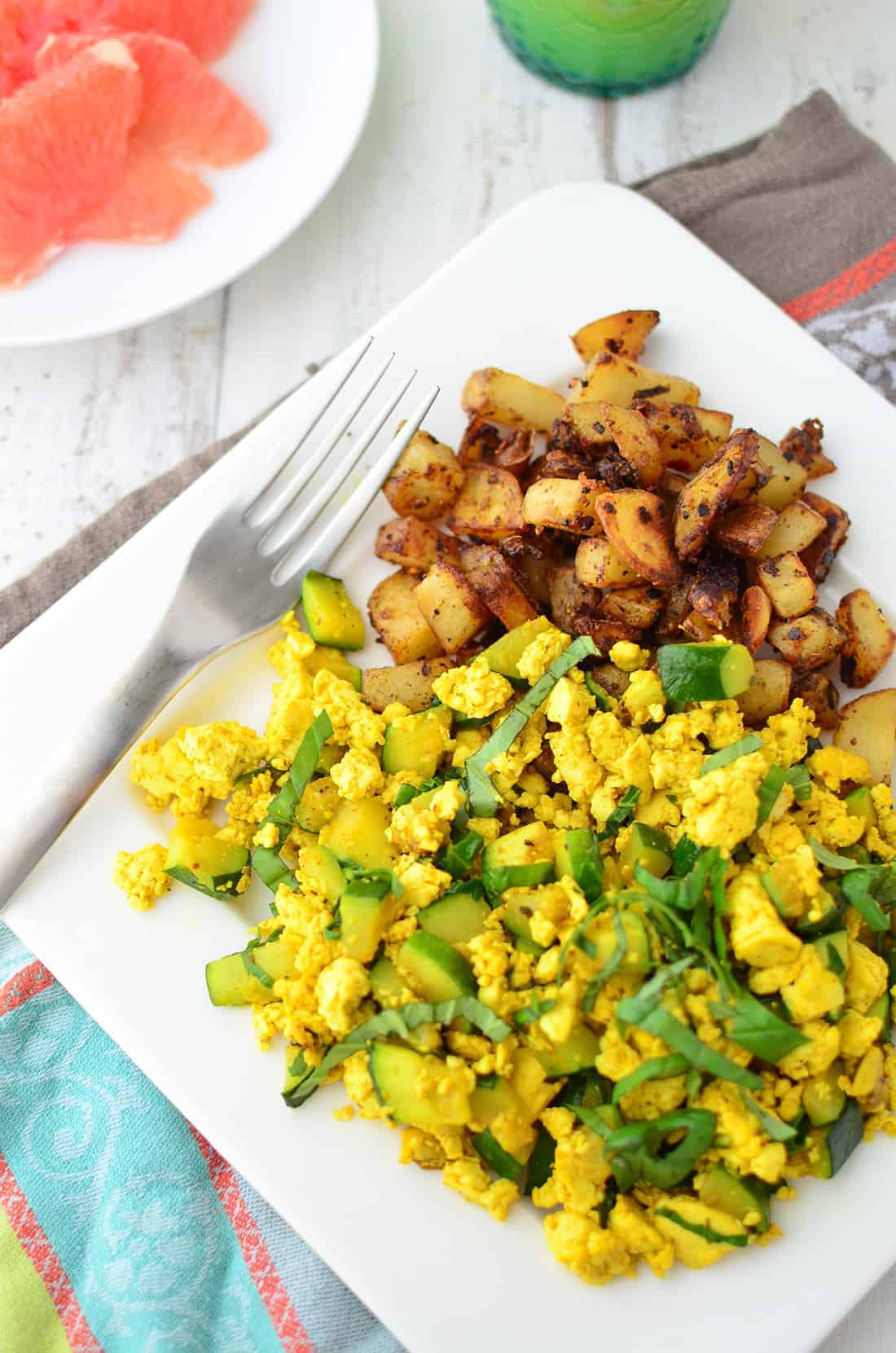 Zucchini And Basil Scramble! A Healthy, Cholesterol Free Breakfast Option. If You Haven'T Tried Tofu Scramble Before, You'Re In For A Treat! High Protein And Taste Just A Lot Like Eggs! | Www.delishknowledge.com