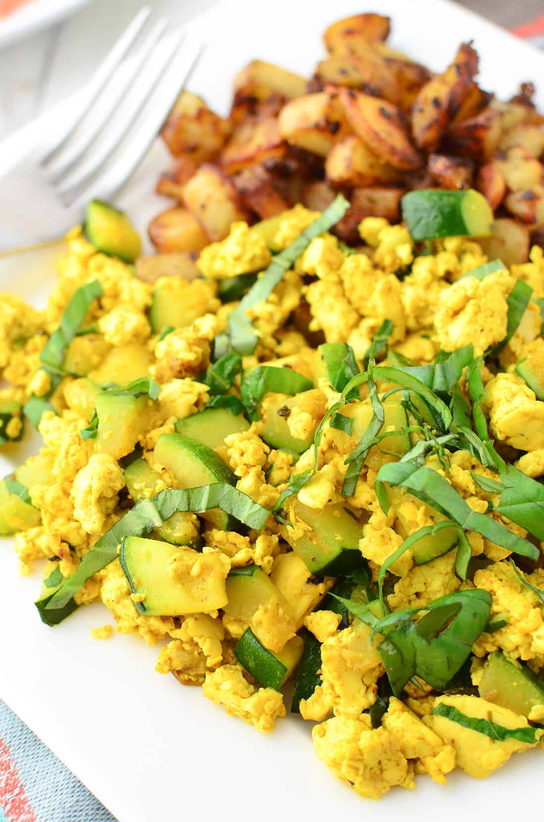 Zucchini And Basil Scramble! A Healthy, Cholesterol Free Breakfast Option. If You Haven'T Tried Tofu Scramble Before, You'Re In For A Treat! High Protein And Taste Just A Lot Like Eggs! | Www.delishknowledge.com